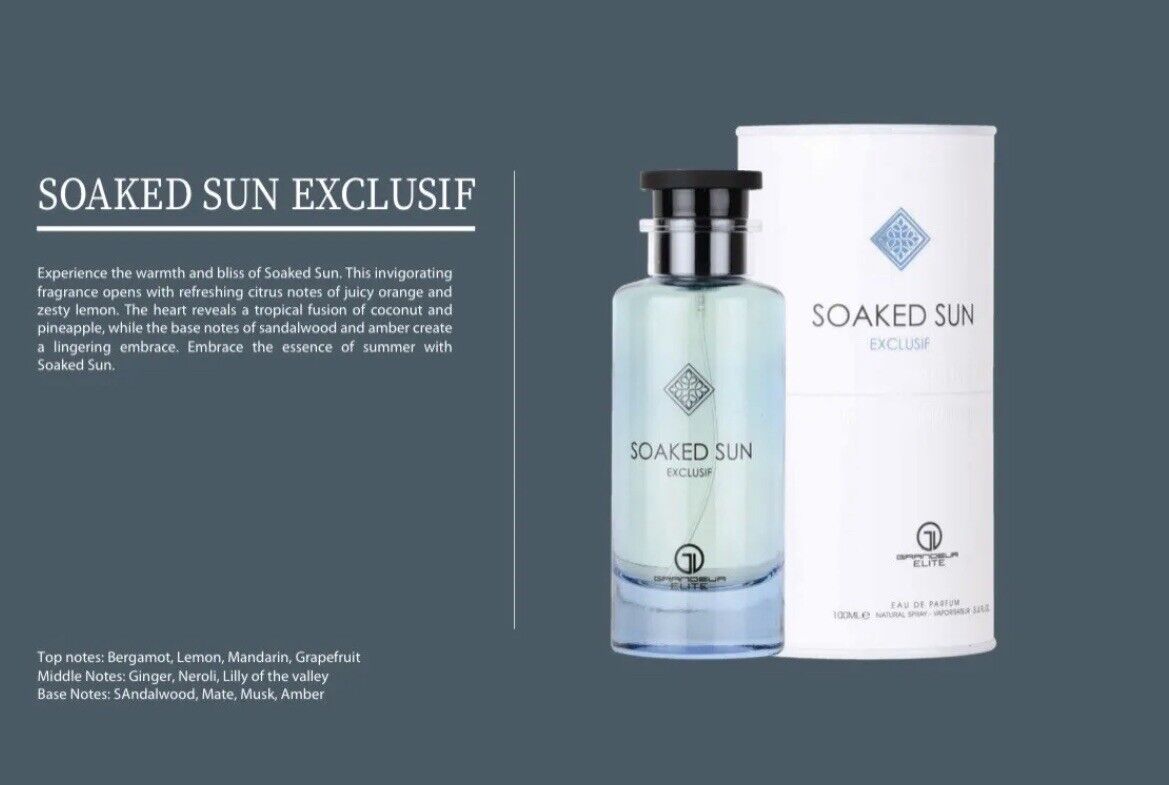 Soaked Sun Exlcusif EDP Perfume By Grandeur 100 MLRich Niche Swim Fragrance