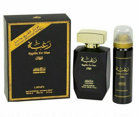 Raghba for Men EDP-100ML(3.4oz) w/ Deo by Lattafa - US SELLER